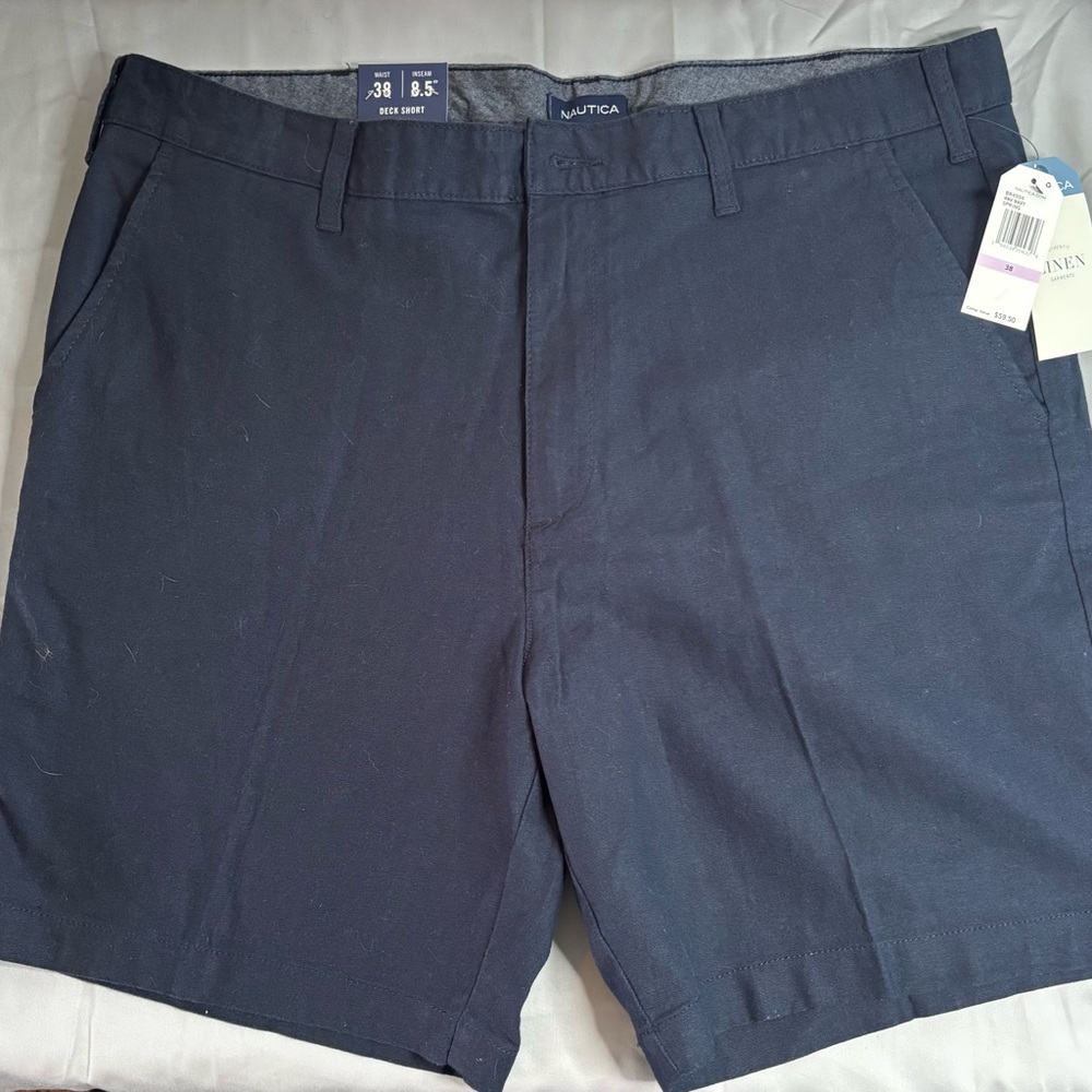 Nautica Linen Men’s Dark Navy Flat Front Shorts